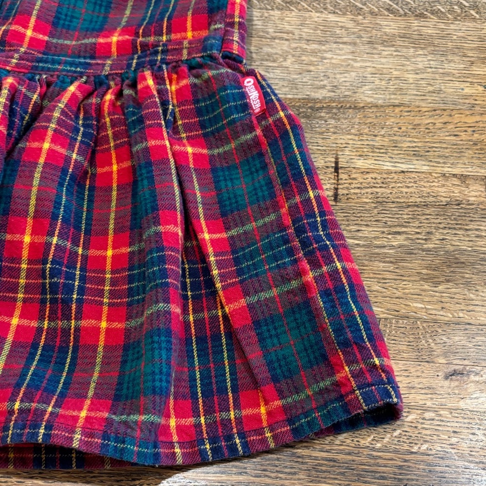 Vintage OshKosh B'gosh Flannel Red and Green Plaid Jumper Size 3T - Picture 5 of 10